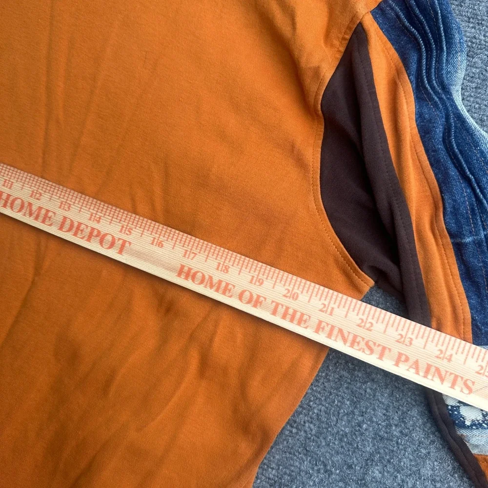 Southpole Sweatshirt Mens XL Orange Y2K Streetwear Hip Hop Denim Panel Patchwork